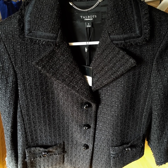 Talbots textured blazer, black, unique buttons - Picture 2 of 8